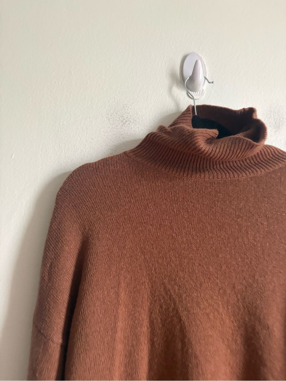 Ever New Sz S Wool Cashmere Brown Relaxed Turtleneck Minimalist Knit Sweater - Picture 6 of 9